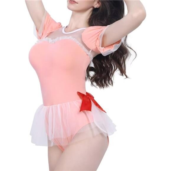 Cotton Fancy Romper Onesie Pajamas Lingerie Bodysuit Babydoll Snap Button Design - Picture 2 of 8